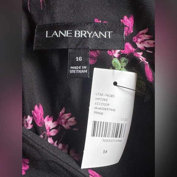 Lane Bryant Black Floral one piece romper tie belt NWT 16 - Picture 8 of 8